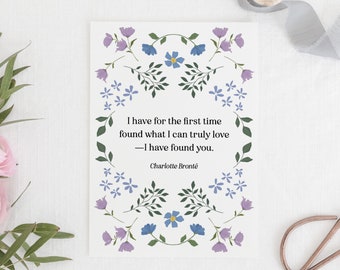 Jane Eyre - 'What I Can Truly Love' Literary Quote Card - Charlotte Bronte - Eco-Friendly - Recycled - Bookish Card - Valentine's Card