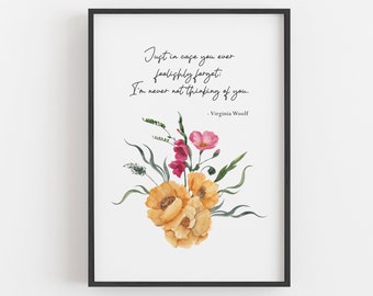 Virginia Woolf - 'Siempre pienso en ti' - Lámina literaria - Ecológica - Para amantes de los libros - Regalos para lectores - Regalos literarios