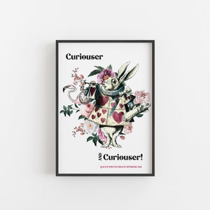 Alice&#39;s Adventures In Wonderland - &#39;Curiouser and Curiouser&#39; Print - Lewis Carroll - Quote - Eco-Friendly