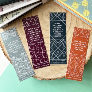 F. Scott Fitzgerald - Jazz Age Bookmarks - Great Gatsby - This Side of Paradise - Tender Is The Night - Gifts For Book Lovers - Eco-Friendly