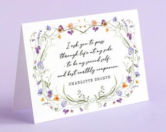 Jane Eyre - 'Best Earthly Companion' Literary Quote Card - Charlotte Bronte - Eco-Friendly - Recycled - Bookish Card
