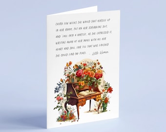 Little Women - 'Writing Away At Her Novel' Literary Quote Card - Card For Writers - Eco-Friendly - Recycled - Bookish Card