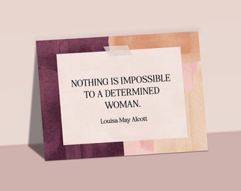 Louisa May Alcott - 'A Determined Woman' Postcard - Feminist Quote - Eco-Friendly