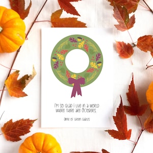 Anne of Green Gables - &#39;A World Where There Are Octobers&#39; Postcard - L. M. Montgomery - Eco-Friendly - Bookish - Gifts for Book Lovers