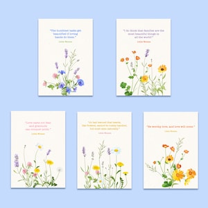 Lot de cartes postales Little Women - Louisa May Alcott - Respectueux de l'environnement - Lot de 5