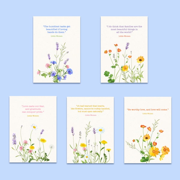 Little Women Postcard Set - Louisa May Alcott - Eco-Friendly - Set of 5