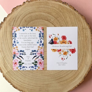 Carte postale citation Orgueils et préjugés - Jane Austen - Respectueux de l'environnement - Citation littéraire - Livres - Cadeaux pour les amateurs de lecture