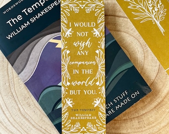 The Tempest - 'Any Companion In The World' Bookmark - William Shakespeare - Literary Quote - Eco-Friendly - Bookish - Gifts For Book Lovers