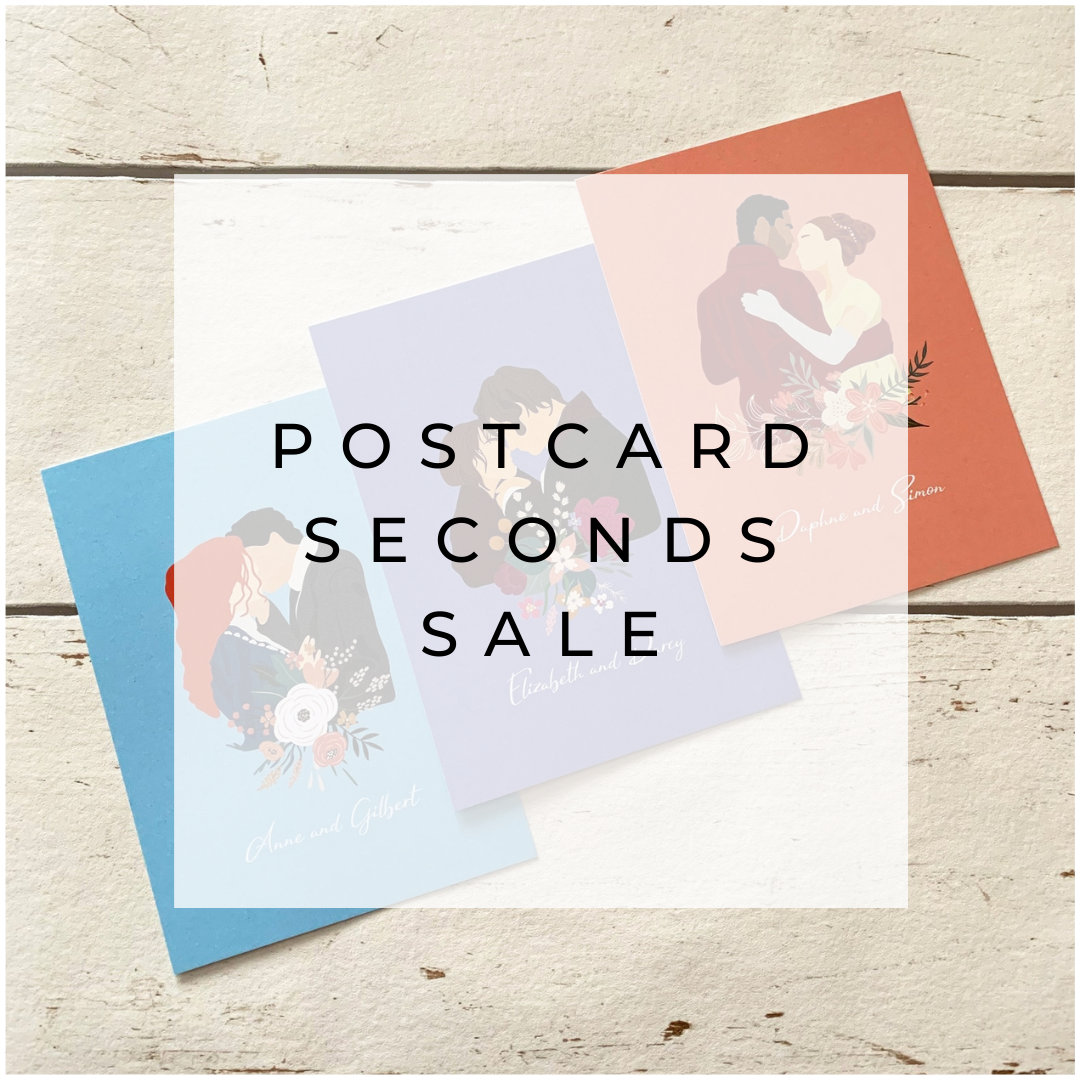 Literary Couples Postcards - Seconds Sale - Pride and Prejudice / Bridgerton / Anne of Green Gables - Eco-Friendly - Discounted Postcards