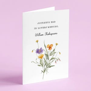 La douzième nuit - carte citation littéraire « Les voyages se terminent par une réunion d'amoureux » - William Shakespeare - respectueux de l'environnement - recyclé - carte livresque