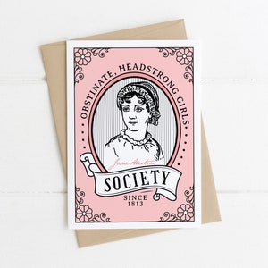 Carte de la société pour filles têtues et obstinées - Orgueil et préjugés - Jane Austen - Respectueux de l'environnement - Recyclé - Carte livresque - Cadeau pour amoureux des livres