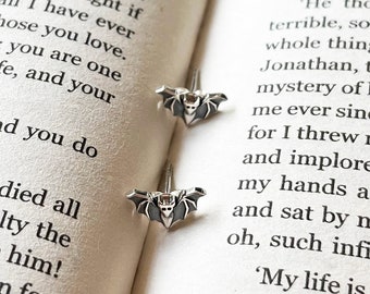 Dracula - 'You Are One Of The Lights' Bat Stud Earrings - Recycled Sterling Silver - Bookish Jewellery - Gifts For Book Lovers