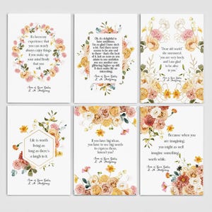 Cartes postales florales Anne... la maison aux pignons verts - L. M. Montgomery - Respectueux de l'environnement - Livres livres - Cadeaux pour les amateurs de lecture