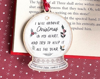 A Christmas Carol Wooden Tree Decoration - Charles Dickens - Bookish - Gifts for Book Lovers - Stocking Filler