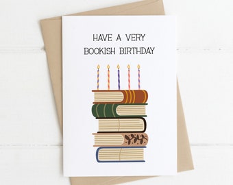 Tarjeta de cumpleaños con temática literaria - Tarjeta para amantes de los libros - Ecológica - Reciclada - Tarjeta para amantes de los libros