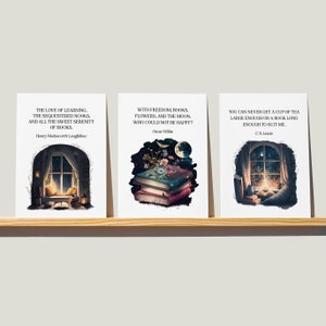 Amoureux des livres de minuit, cartes postales, mini impressions, Oscar Wilde, C. S. Lewis, Henry Wadsworth Longfellow, cadeaux pour les lecteurs, citations de livres