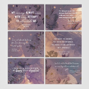 Ensemble de cartes postales Inspiring Quotes By Classic Women Writers - Jane Austen - Louisa May Alcott - Virginia Woolf - L. M. Montgomery - Bronte