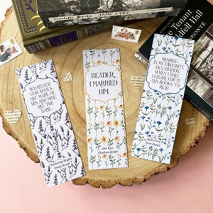 Bronte Sisters Bookmarks - Wuthering Heights - Jane Eyre - Agnes Grey - Literary Bookmark - Book Quote - Bookish - Eco-Friendly