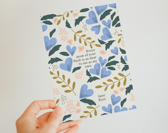 Postal de Jane Eyre - 'Cada átomo de tu carne' - Charlotte Brontë - Ecológica - Cita literaria - Amante de los libros