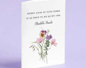 Jane Eyre - 'Every Atom Of Your Flesh' Literary Quote Card - Charlotte Bronte - Eco-Friendly - Recycled - Bookish Card