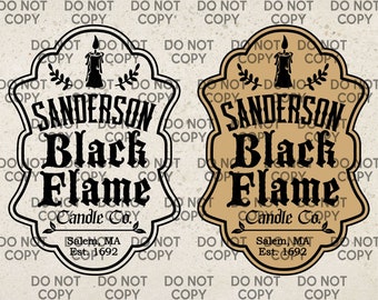 Set of 2 Sanderson Black Flame Candle Co... SVG, PNG, JPG, Digital Download