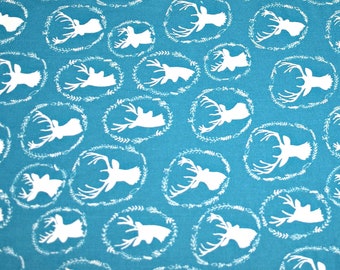 Deep Blue Deer Head Silhouette Crib Sheet, Woodland Nursery Bedding, Antler Fitted Crib Sheet