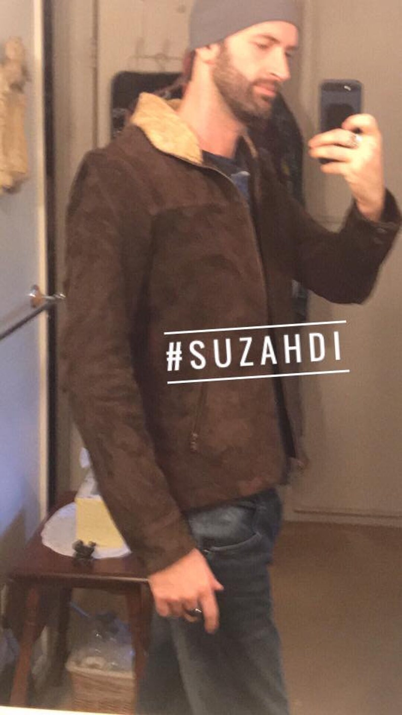 Standard Size Made to Order Brown real Suede Leather Jacket RG TWD Style