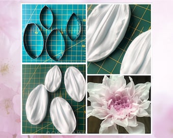 Dahlia  Petal Veiner / Mold  Set of 4: Botanically Correct, High Definition, Sugar / Clay Flowers, Wafer Paper, High Quality UK product