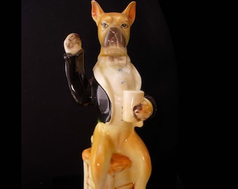 vintage Boxer Dog figurine - tuxedo and beer - dog lover gift - boxing dog - dog trophy bachelor party gift