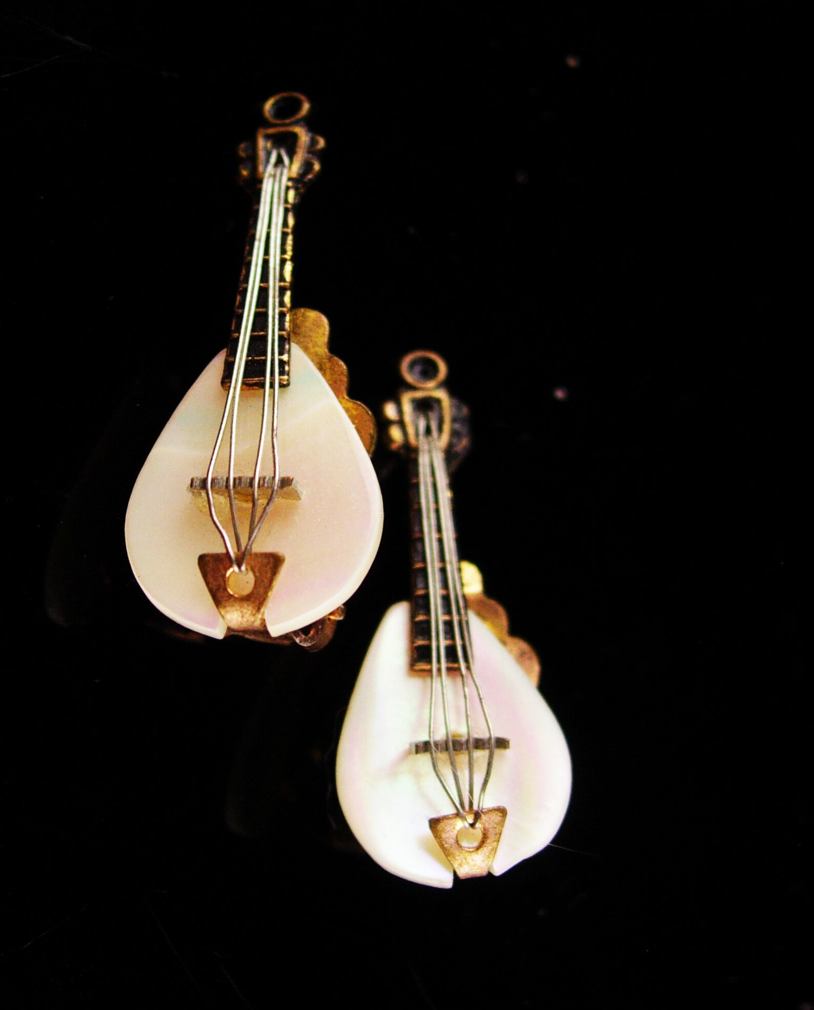 Mandolin Earrings Figural Jewelry Vintage Japan Clip on Etsy