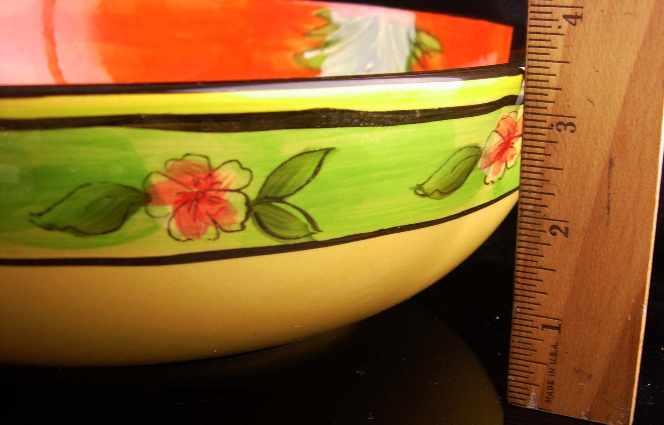 Folk art large bowl Elephant handpainted 11 pasta Etsy