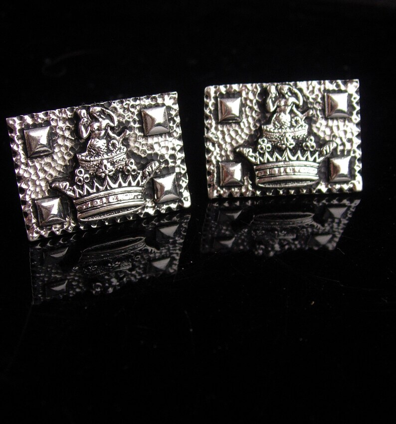 Vintage Nude Cufflinks huge silver Crown nude Mermaid mythical goddess siren sea creature extra large cufflinks gay interest