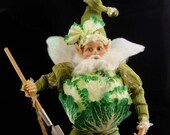 Large 16 quot Vintage Mark Davis Fairy Gardener gift Gnome ornament cabbage elf chef gift christmas gift grandmother shelf sitter