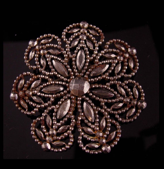 Large Antique French Cut Steel Brooch Large vintage… Gem