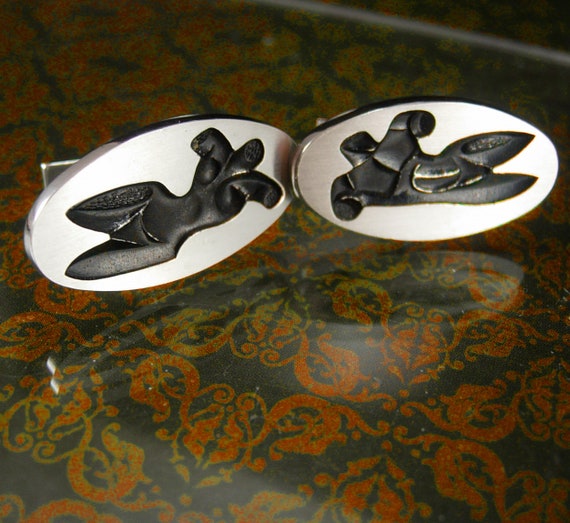 Sterling erotic cufflinks Vintage Tantra Cuff Lin… - image 3