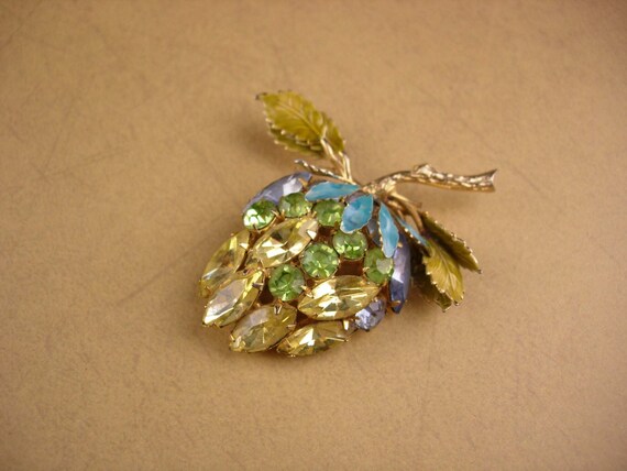 Vintage Alice Caviness Brooch - yellow fruit - rh… - image 5