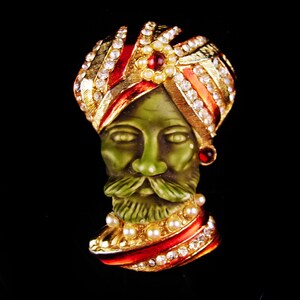 1950/'s chinese Figural pin Har Sultan brooch far eastern Sorcerer Har Genie brooch Vintage signed couture jewelry