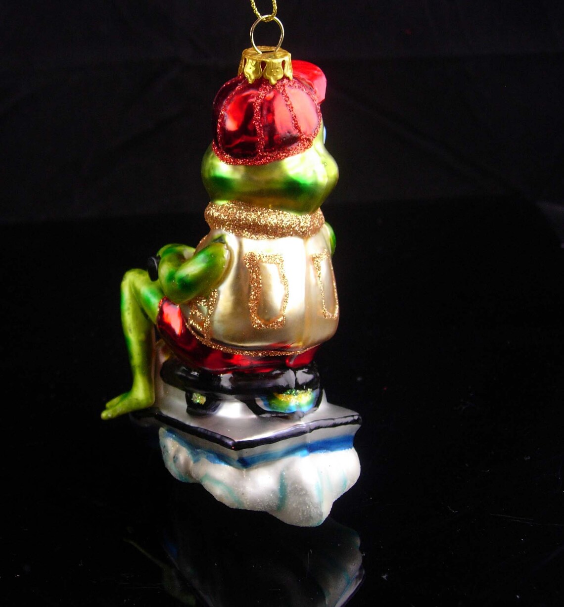 Hilarious FROG Ornament / Glass Ornament / Green Frog on Ski Etsy