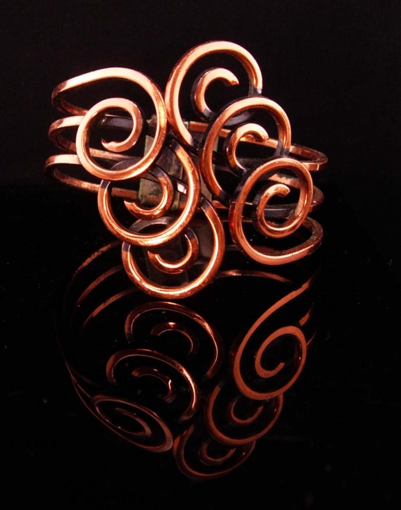 Wide signed Goddess Cuff bracelet relief artisan Co… Gem