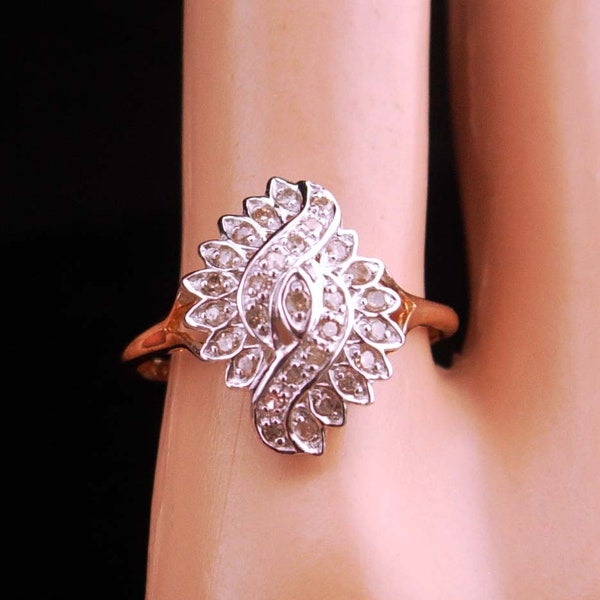 30 diamond ring / yellow gold / cluster ring/ engagement ring / Wedding jewelry / Size 9 / Anniversary gift / womens ladies jewelry