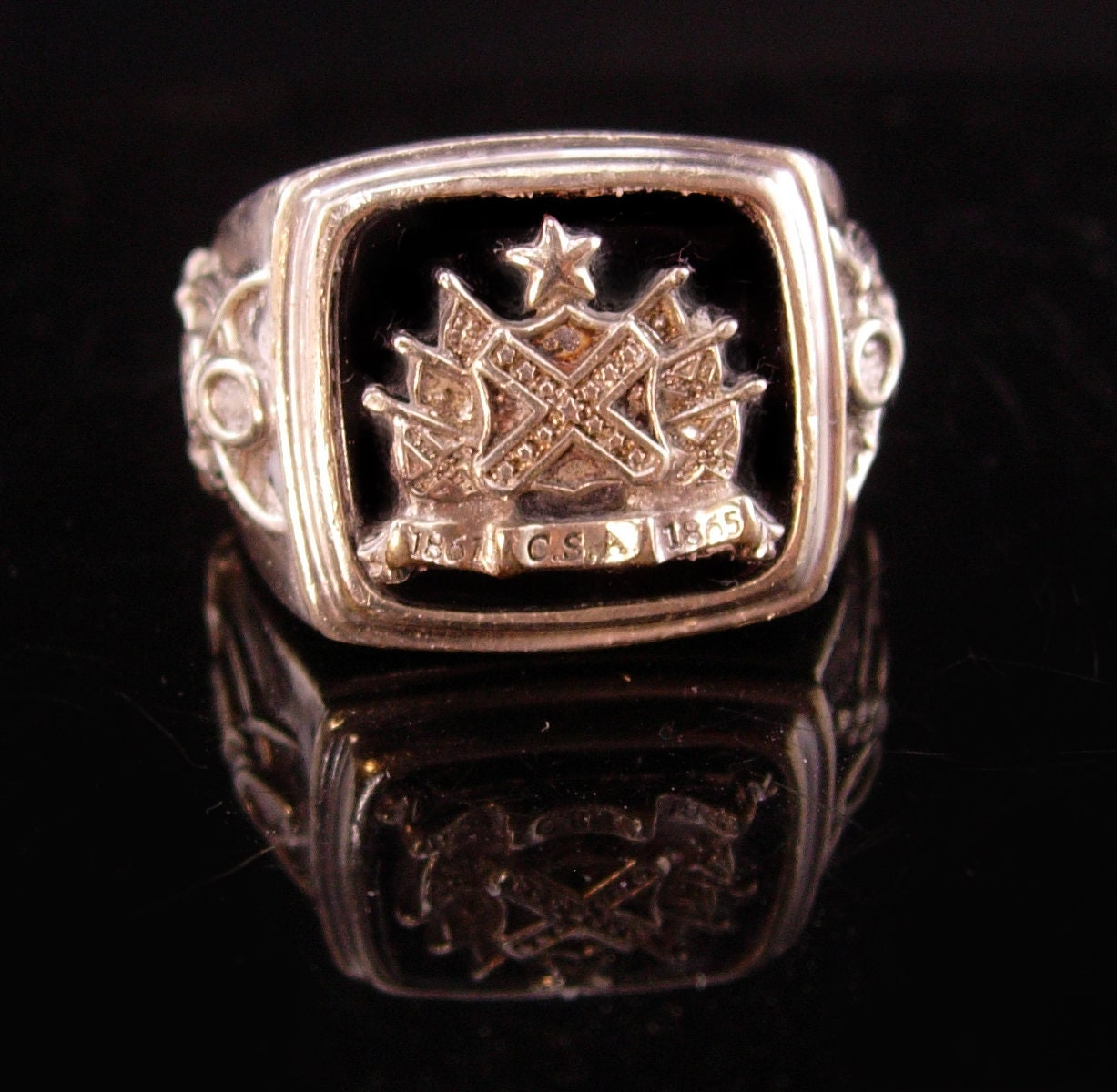 Large Sterling School Class Ring Pride of the South Size 11 1 2
