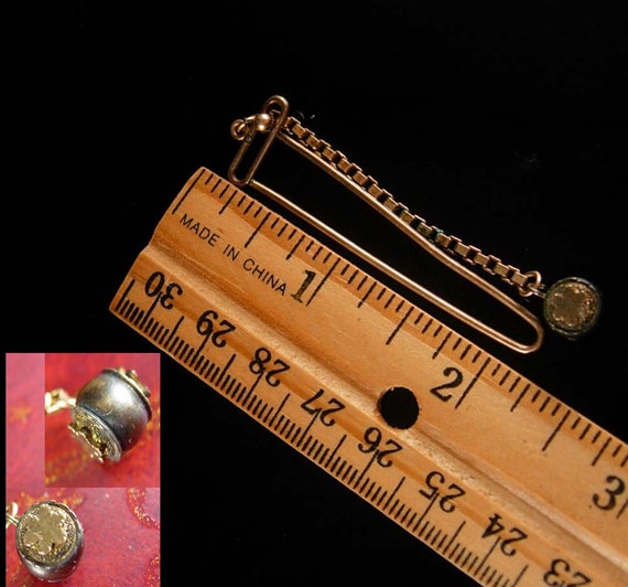 Antique vest fob Mechanical slide Rose gold Box C… - image 4