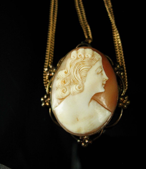 12kt Gold Filled Genuine Cameo Necklace Antique Cameo Brooch - Etsy
