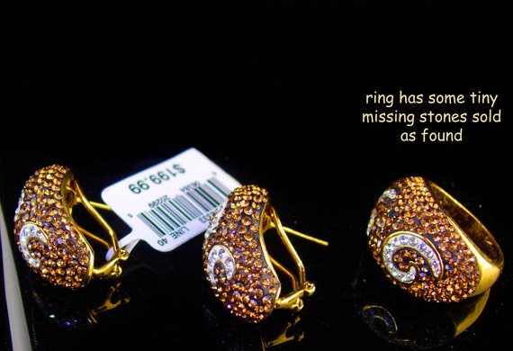 Dazzling Signed Moon earrings - Swarovski pave br… - image 4