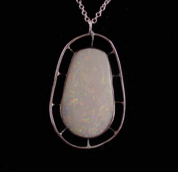 Vintage huge genuine Opal necklace - Cupid stone-… - image 5