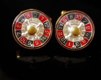 Roulette Wheel Cufflinks THAT SPIN Casino Cufflinks Vintage Austria Gambling Mechanical Betting Dealer Lucky Number Shirt Accessory