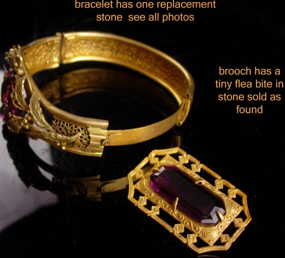 Antique bracelet - Purple rhinestone - art deco b… - image 5