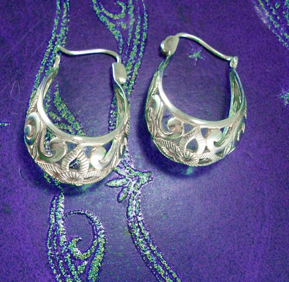 Sterling Hippie Earrings Vintage Pierced Ears for… - image 4