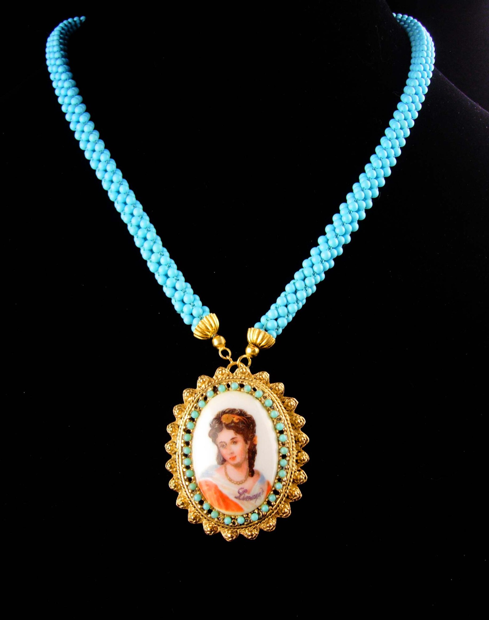Vintage Victorian Necklace Victorian Handpainted Cameo Etsy