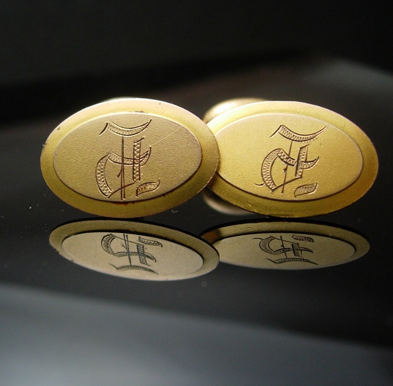 9kt rose gold cufflinks Victorian 1800/'s initials F M signet hallmark wedding Tuxedo groom gift personalized engraved Antique jewellery